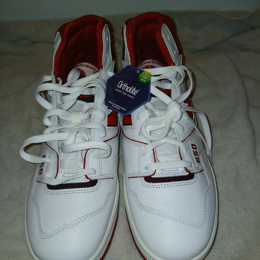 New Balance 650 White and Red Sneakers